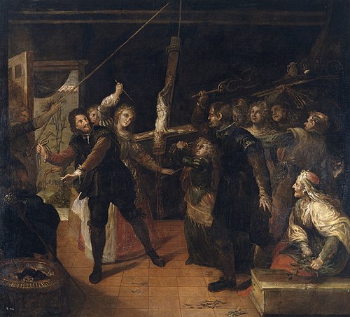 Profanación de un crucifijo (Familia de herejes azotando un crucifijo), 1647, Francisco Rizi