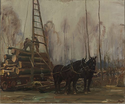 A Black Team in the Jammer, 1910, Alfred Munnings
