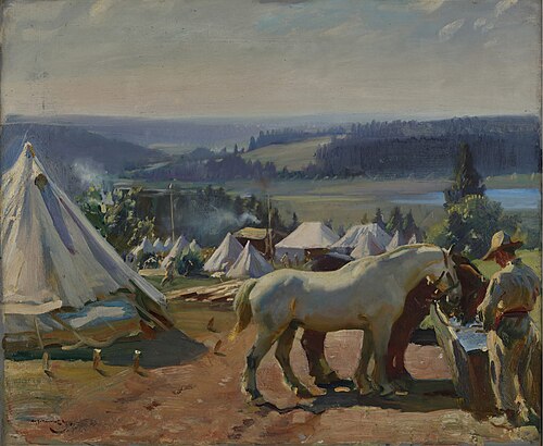 Camp at Malbuisson Near Pontarlier, 1910, Alfred Munnings