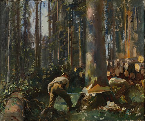Felling a Tree in the Vosges, 1918, Alfred Munnings