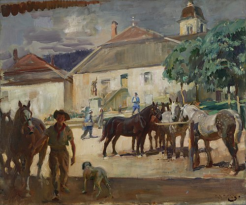 Watering Horses, 1910, Alfred Munnings