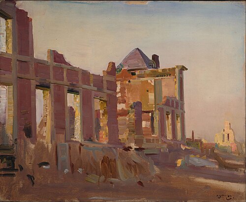 Ruined chateau at Ennemain, near Athies, 1910, Alfred Munnings