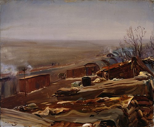 Brigade Headquarters at Smallfoot Wood, 1918, Alfred Munnings