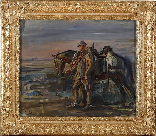 A Canadian Trooper and his Horse, 1918, Alfred Munnings