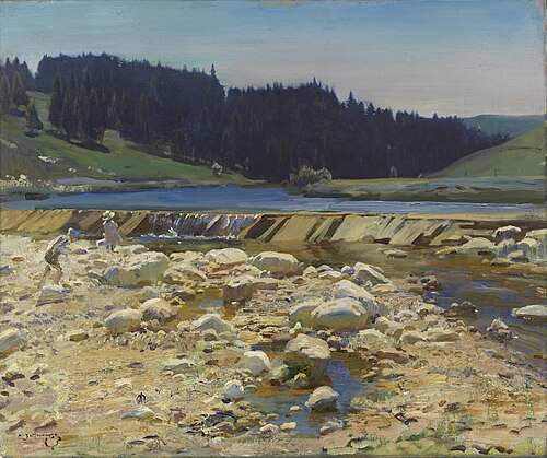 A Stream Bed at Labergement Jura Forest, 1918, Alfred Munnings