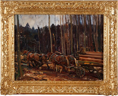 Four-Horse Team in the Forest, 1910, Alfred Munnings