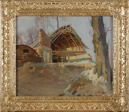 Ruined Barn at Ennemain Near Athies, 1910, Alfred Munnings