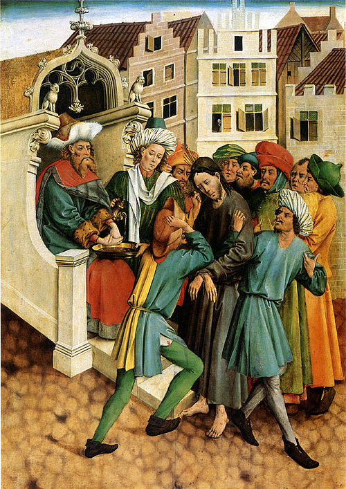 Six panels from the High altar of the Cistercian monastery Marienfeld: Christ before Pilate, 1500, Johann Koerbecke
