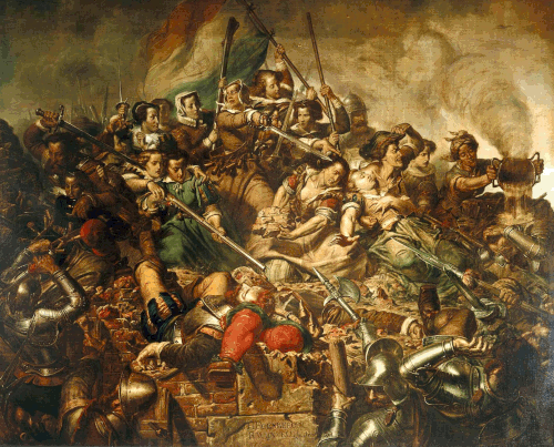 Kenau Fighting in Defense of Haarlem, 1854, Johannes Hinderikus Egenberger