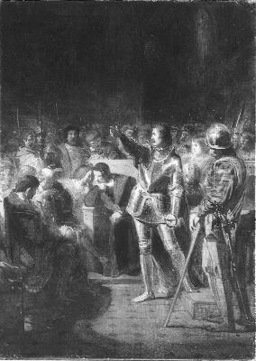 Anno 1514. Count Edzard Defend his Rights in the Groningen town council, 1867, Johannes Hinderikus Egenberger