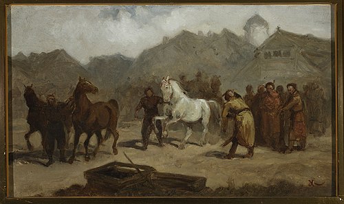 Horse market, 1867, Aleksander Kotsis
