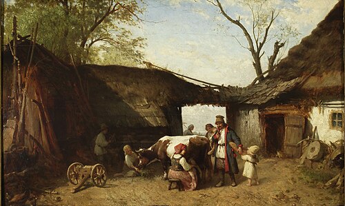 In the farmyard, 1873, Aleksander Kotsis