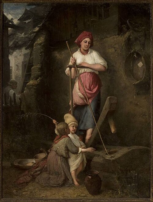 At the grain grinder, 1874, Aleksander Kotsis