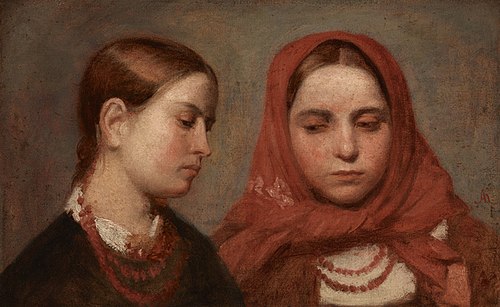 Heads of Two Young Girls, 1870, Aleksander Kotsis