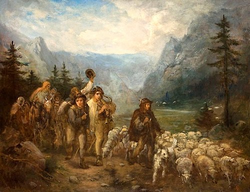 Powrót juhasów z hal, 1860, Aleksander Kotsis