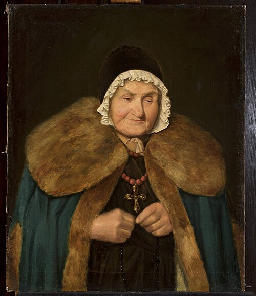 Vieille femme avec un rosaire., 1860, Aleksander Kotsis