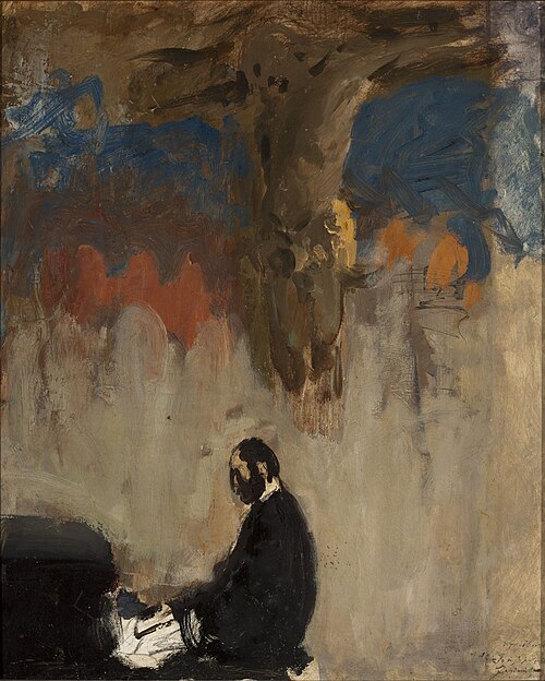 Feliks Jasieński at the organ, sketch, 1902, Leon Wyczółkowski