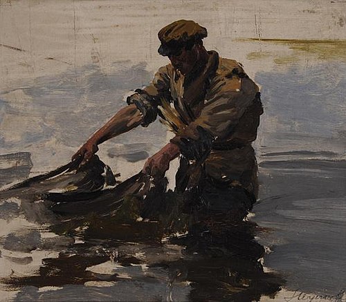 Rybak z sieciami, 1890, Leon Wyczółkowski