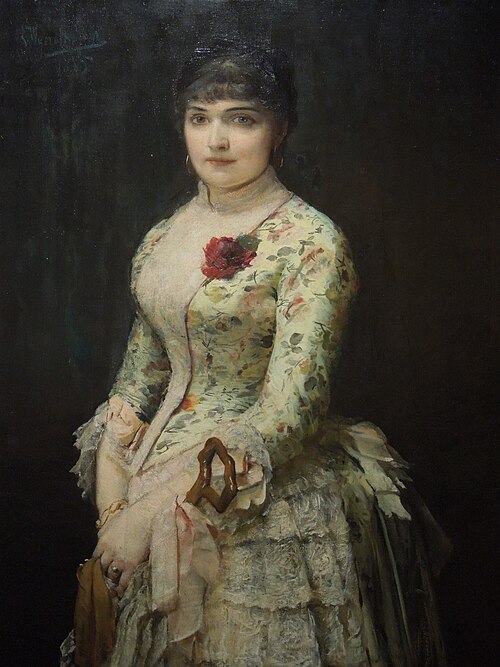 Portret kobiety z różą, 1885, Leon Wyczółkowski