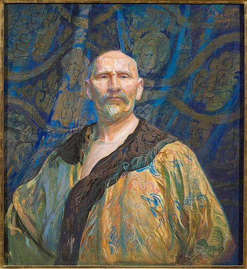 Autoportret w chińskiej szacie męskiej półoficjalnej longpao; Autoportret w chińskim kaftanie, 1911, Leon Wyczółkowski