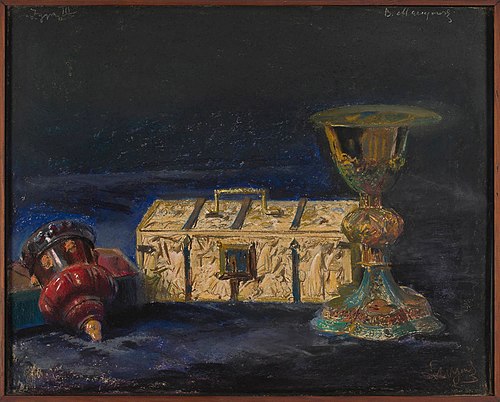 Kielich biskupa Maciejowskiego, tzw. skrzyneczka królowej Jadwigi i pucharek „roboty króla Zygmunta , 1907, Leon Wyczółkowski