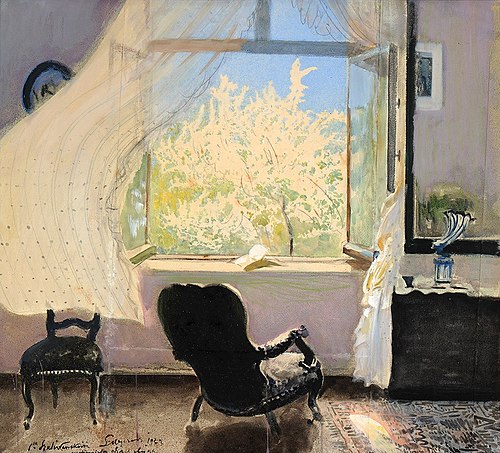 Wiosna - wnętrze pracowni artysty, 1933, Leon Wyczółkowski