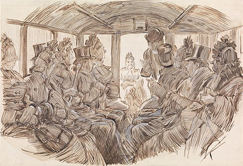 Interior of a Bus, 1890, Charles Keene