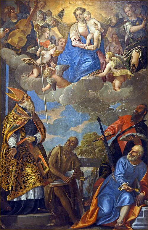 La Vierge et L'Enfant apparaissant à Saint Antoine, Saint Paul Ermite, Saint Paul et Saint Pierre, 1585, Paul Véronèse