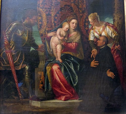 Madonna and Child between St. Justina and St. George, with a Kneeling Benedictine Monk, 1554, Paolo Veronese