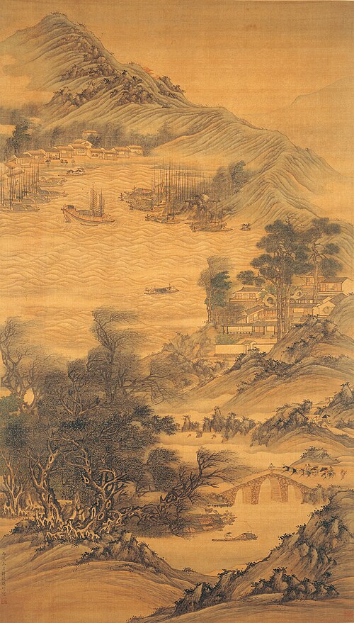 清  樊圻  江干风雨图轴, 1676, Fan Qi