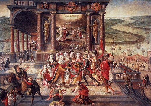 Allegorie auf die Übernahme von Antwerpen, 1586, Hans Vredeman de Vries