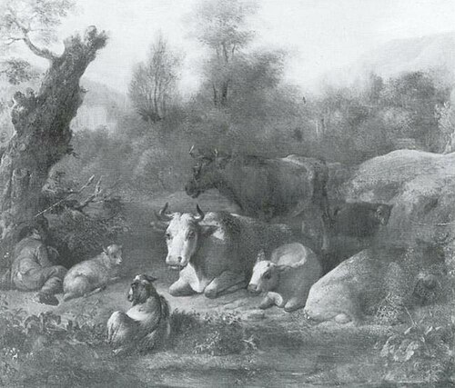 Cattle in a Landscape, 1688, Jan Vermeer van Haarlem le jeu