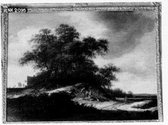 Landschap met grote bomen en rustende reizigers bij een landweg, 1670, Jan Vermeer van Haarlem le jeu