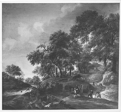 Waldlandschaft mit Überfall, 1680, Jan Vermeer van Haarlem le jeu