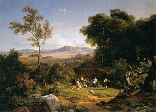 Paysage inspiré de la vue de Frascati, 1822, Achille Etna Michallon