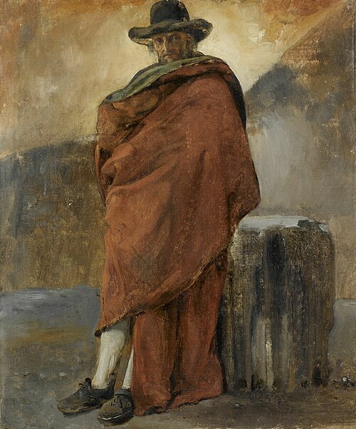 Homme drapé en rouge : habitant de Frascati, 1812, Achille Etna Michallon