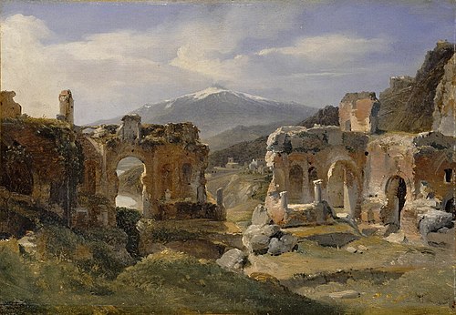Ruines du théâtre de Taormine, 1812, Achille Etna Michallon