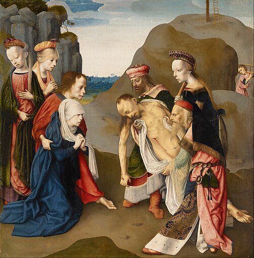 La lamentation sur le corps du Christ mort, 1486, Maître de la Virgo inter Virgi