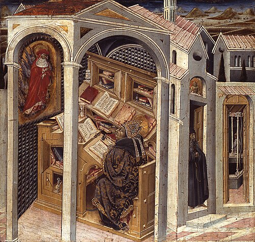St. Jerome Appearing to St Augustine.jpg, 1465, Giovanni di Paolo