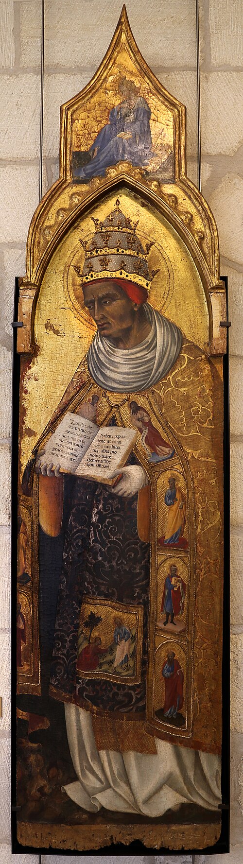 Saint Clément (au-dessus : La Vierge de l'Annonciation), 1457, Giovanni di Paolo