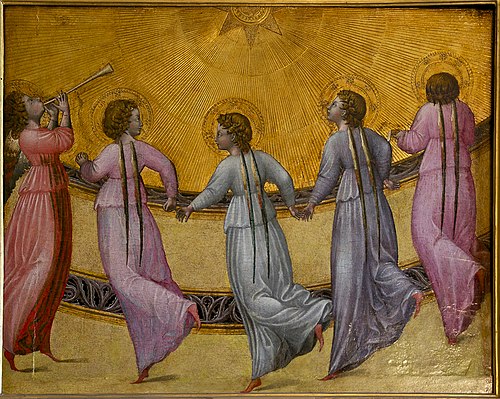 Cinq anges dansant, 1436, Giovanni di Paolo