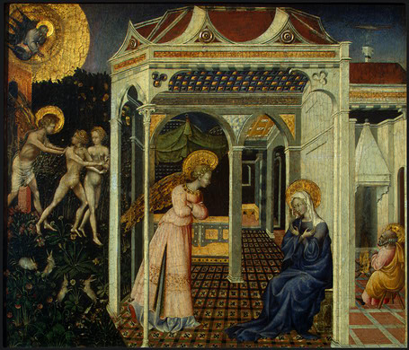 The Annunciation and Expulsion from Paradise, 1435, Giovanni di Paolo