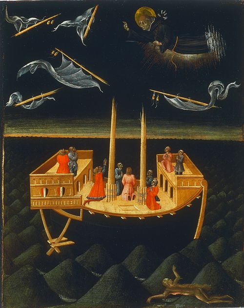Saint Nicholas of Tolentino Saving a Shipwreck, 1457, Giovanni di Paolo