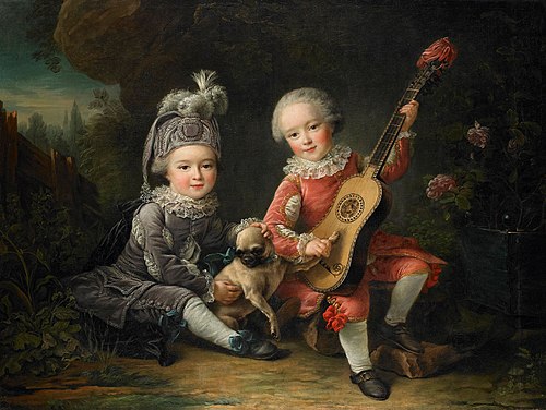 Enfants du Marquis de Béthune jouant avec un chien, 1761, François-Hubert Drouais