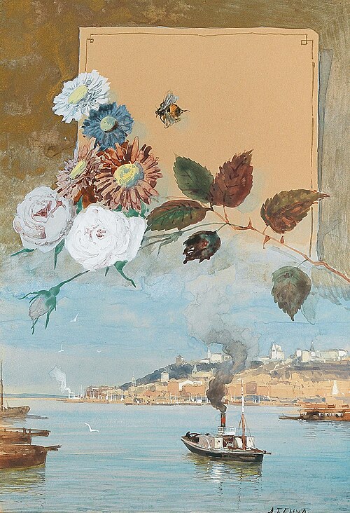 A view of Nizhny Novgorod on the River Volga, 1900, Albert Nikolayevitch Benois