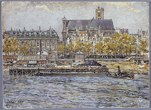 Le quai de l'Hôtel-de-Ville et l'église Saint-Gervais-Saint-Protais, 1899, Frédéric Anatole Houbron