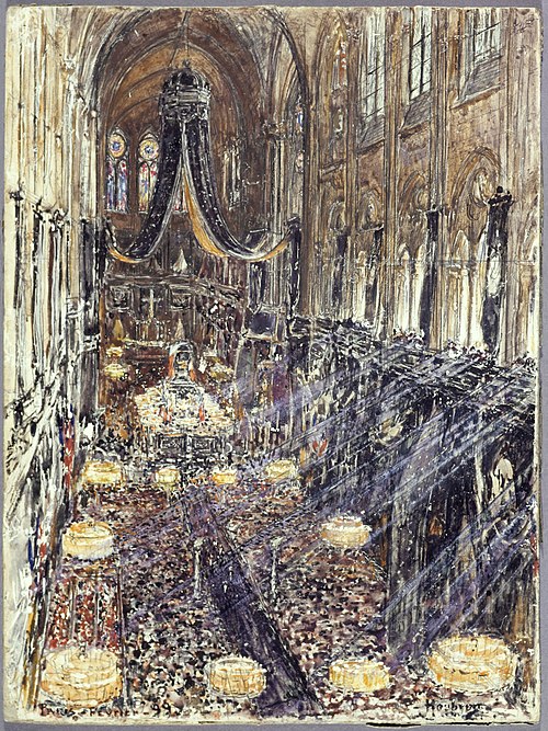 Les funérailles du président Félix Faure (1841-1899) à l'église Notre-Dame, le 1er février 1899, 1899, Frédéric Anatole Houbron