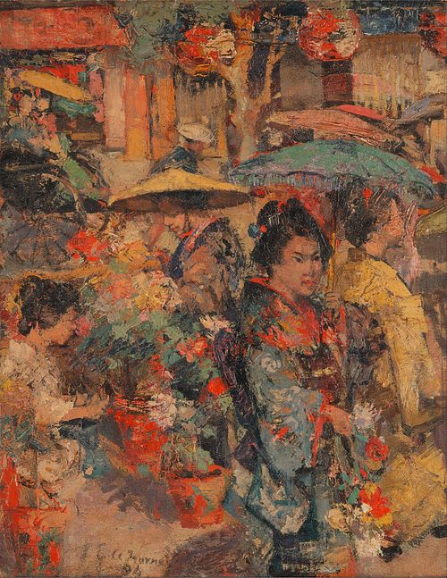 Flower Market, Nagasaki, 1894, Edward Atkinson Hornel