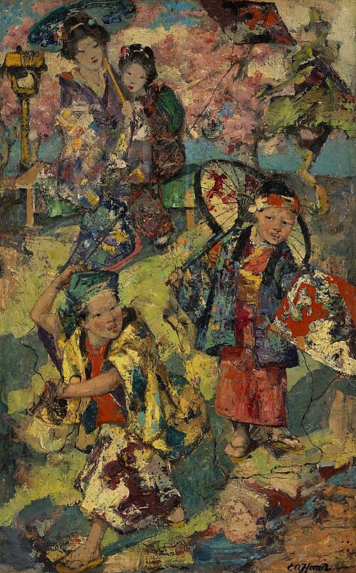 Kite Flying, Japan, 1894, Edward Atkinson Hornel