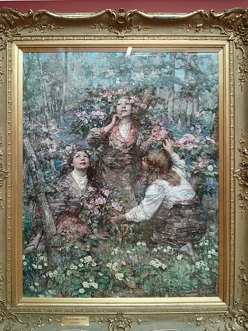 The Blackbird Song by E A Cornel, 1908, Edward Atkinson Hornel